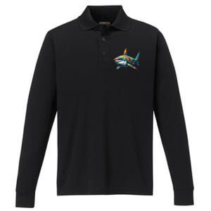 Autism Awareness Shark Puzzles Autism Mom Support Gift Performance Long Sleeve Polo