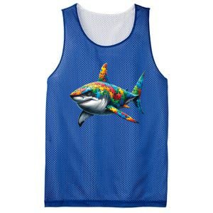 Autism Awareness Shark Puzzles Autism Mom Support Gift Mesh Reversible Basketball Jersey Tank