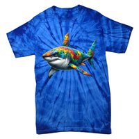 Autism Awareness Shark Puzzles Autism Mom Support Gift Tie-Dye T-Shirt