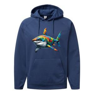 Autism Awareness Shark Puzzles Autism Mom Support Gift Performance Fleece Hoodie