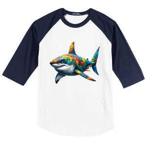 Autism Awareness Shark Puzzles Autism Mom Support Gift Baseball Sleeve Shirt