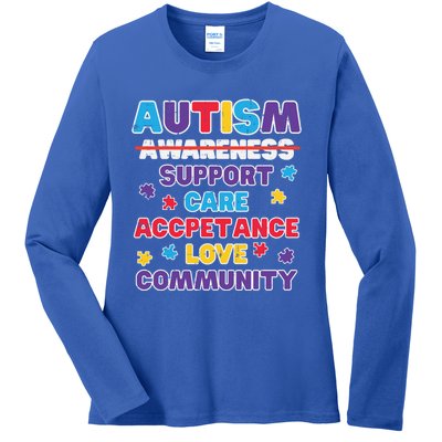 Autism Awareness Support Care Acceptance Gift Ladies Long Sleeve Shirt