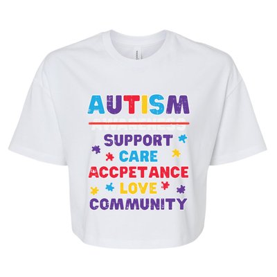 Autism Awareness Support Care Acceptance Gift Bella+Canvas Jersey Crop Tee