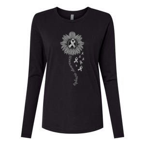 Aphasia Awareness Sunflower Gray Ribbon Support Family Womens Cotton Relaxed Long Sleeve T-Shirt