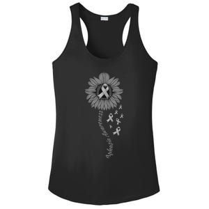 Aphasia Awareness Sunflower Gray Ribbon Support Family Ladies PosiCharge Competitor Racerback Tank