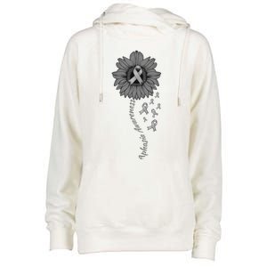 Aphasia Awareness Sunflower Gray Ribbon Support Family Womens Funnel Neck Pullover Hood