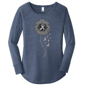 Aphasia Awareness Sunflower Gray Ribbon Support Family Women's Perfect Tri Tunic Long Sleeve Shirt