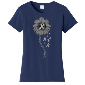 Aphasia Awareness Sunflower Gray Ribbon Support Family Women's T-Shirt