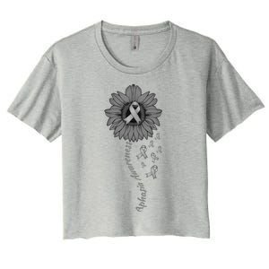 Aphasia Awareness Sunflower Gray Ribbon Support Family Women's Crop Top Tee