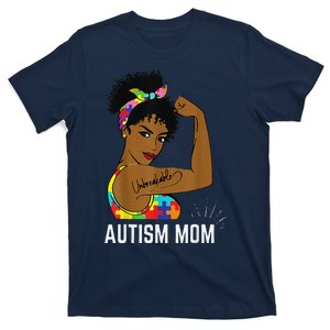 Autism Awareness Strong Mom Afro Mother Black Women Gift T-Shirt