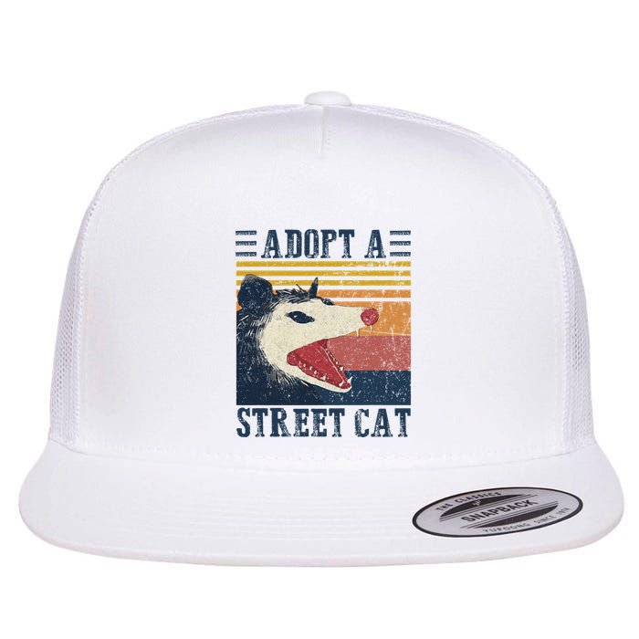 Adopt A S.T.R.E.E.T C..A.T Funny Opossum Flat Bill Trucker Hat