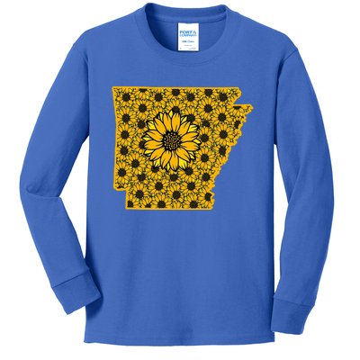 Arkansas America Summer Sunflower Flower Floral Art Nature Gift Kids Long Sleeve Shirt