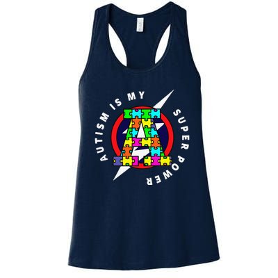 AUTISM, AUTISM SUPERHERO, AUTISM SUPERPOWER Women's Racerback Tank