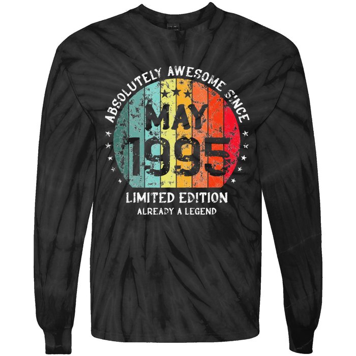 Absolutely Awesome Since May 1995 Man Woman Birthday Tie-Dye Long Sleeve Shirt