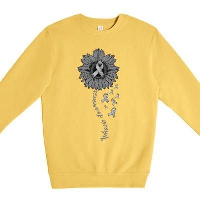 Aphasia Awareness Sunflower Gift Premium Crewneck Sweatshirt