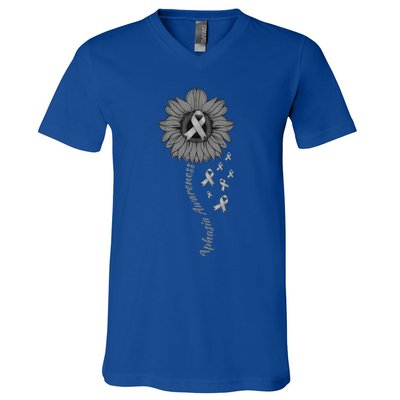 Aphasia Awareness Sunflower Gift V-Neck T-Shirt