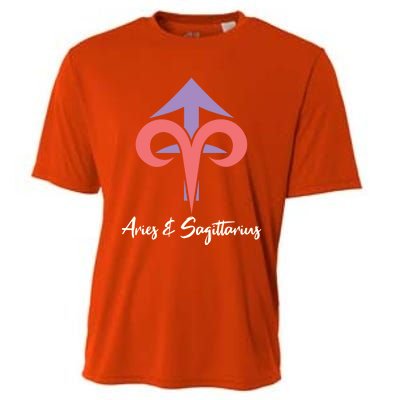 Aries And Sagittarius Couple Zodiac Relationship Horoscope Gift Cooling Performance Crew T-Shirt