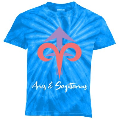 Aries And Sagittarius Couple Zodiac Relationship Horoscope Gift Kids Tie-Dye T-Shirt