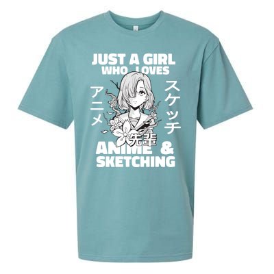 Anime And Sketching Just A Who Loves Anime Cute Gift Sueded Cloud Jersey T-Shirt