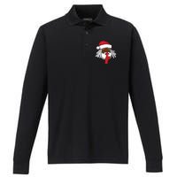 African American Santa Claus Christmas Party Decor Performance Long Sleeve Polo