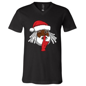 African American Santa Claus Christmas Party Decor V-Neck T-Shirt