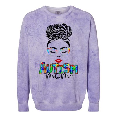 Autism Awareness Strong Mom Afro Mother Black Meaningful Gift Colorblast Crewneck Sweatshirt