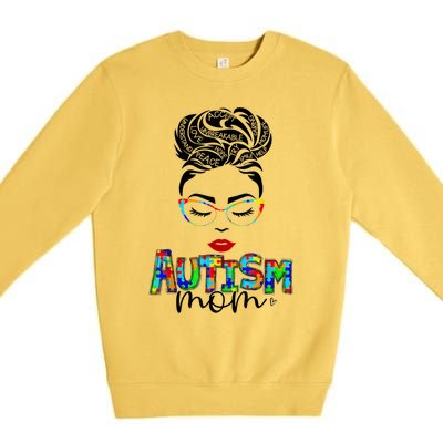 Autism Awareness Strong Mom Afro Mother Black Meaningful Gift Premium Crewneck Sweatshirt