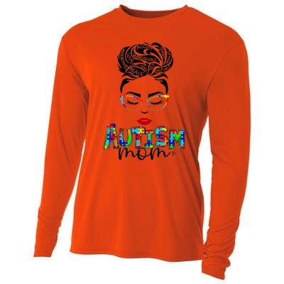 Autism Awareness Strong Mom Afro Mother Black Meaningful Gift Cooling Performance Long Sleeve Crew