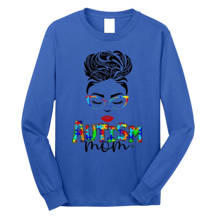 Autism Awareness Strong Mom Afro Mother Black Meaningful Gift Long Sleeve Shirt