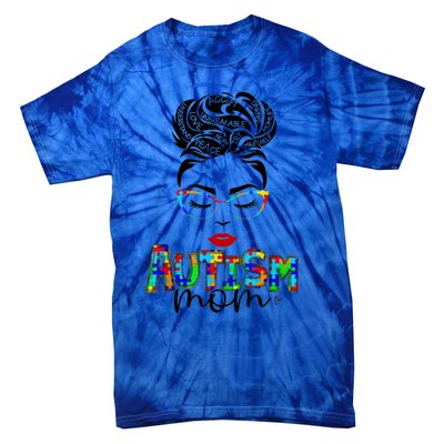 Autism Awareness Strong Mom Afro Mother Black Meaningful Gift Tie-Dye T-Shirt