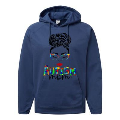 Autism Awareness Strong Mom Afro Mother Black Meaningful Gift Performance Fleece Hoodie