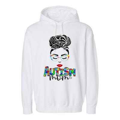 Autism Awareness Strong Mom Afro Mother Black Meaningful Gift Garment-Dyed Fleece Hoodie