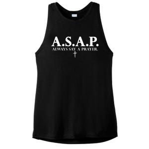 Asap Always Say A Prayer 3 Nails Cross Jesus Christ Christian Catholic Ladies PosiCharge Tri-Blend Wicking Tank