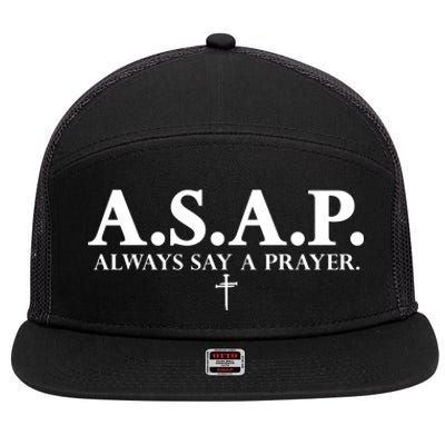 Asap Always Say A Prayer 3 Nails Cross Jesus Christ Christian Catholic 7 Panel Mesh Trucker Snapback Hat