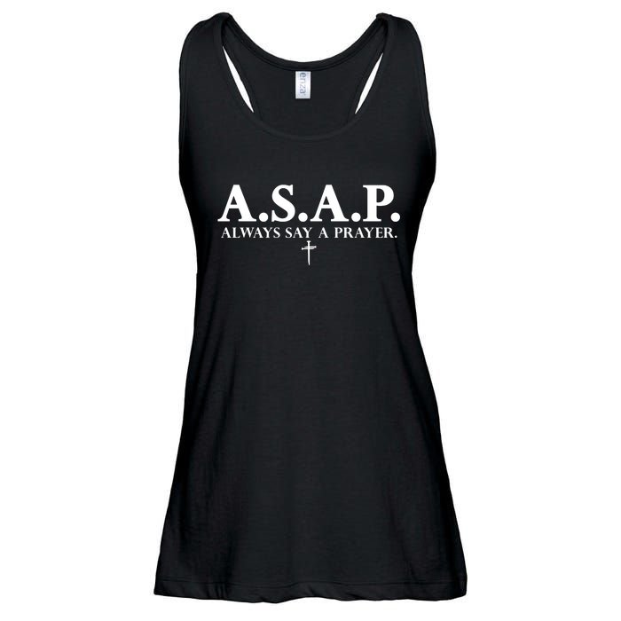 Asap Always Say A Prayer 3 Nails Cross Jesus Christ Christian Catholic Ladies Essential Flowy Tank