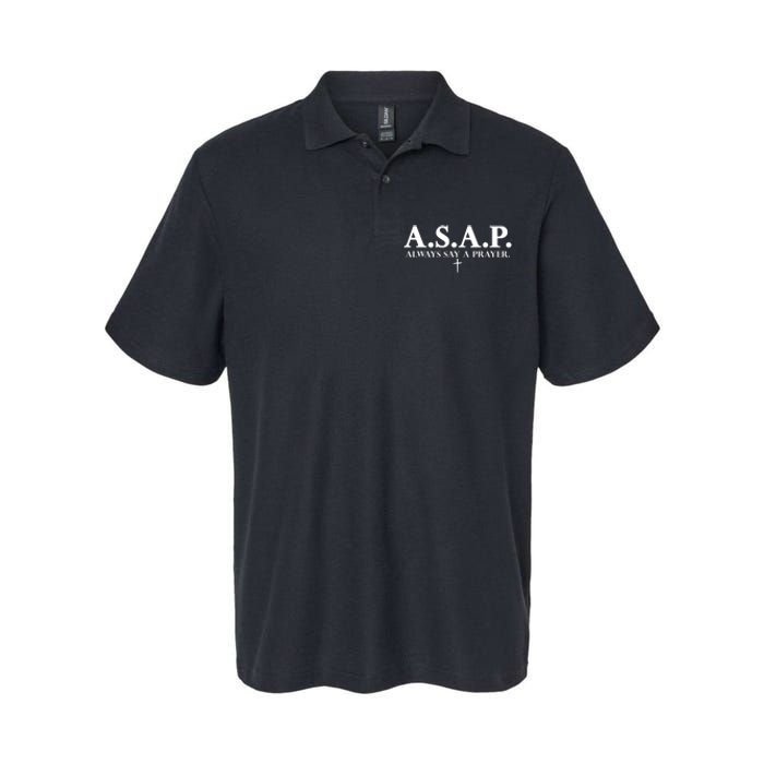 Asap Always Say A Prayer 3 Nails Cross Jesus Christ Christian Catholic Softstyle Adult Sport Polo