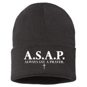 Asap Always Say A Prayer 3 Nails Cross Jesus Christ Christian Catholic Sustainable Knit Beanie