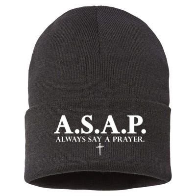 Asap Always Say A Prayer 3 Nails Cross Jesus Christ Christian Catholic Sustainable Knit Beanie