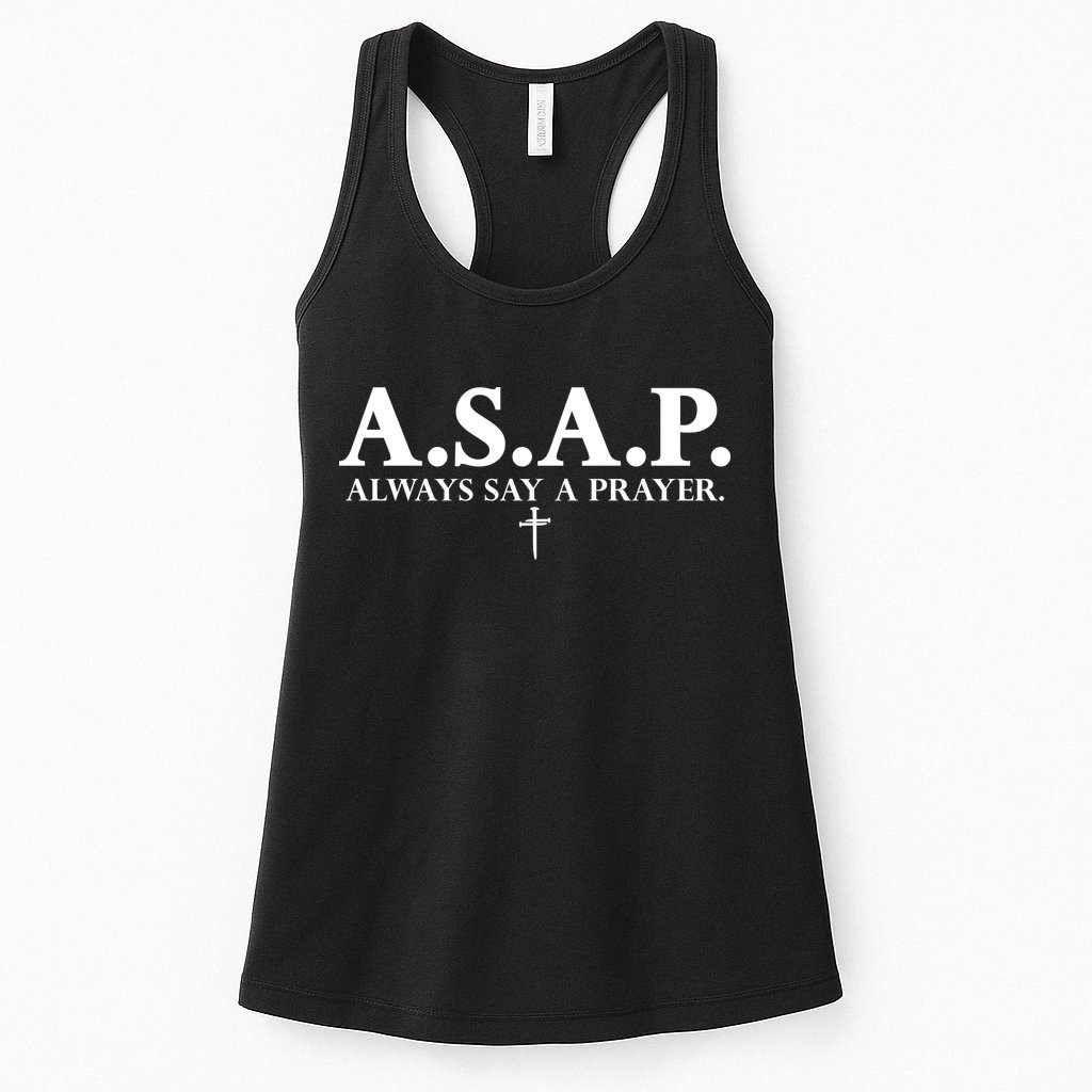 Asap Always Say A Prayer 3 Nails Cross Jesus Christ Christian Catholic Womens Tank Top