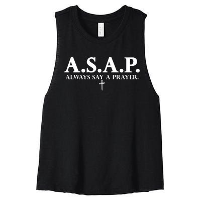 Asap Always Say A Prayer 3 Nails Cross Jesus Christ Christian Catholic Women's Racerback Cropped Tank