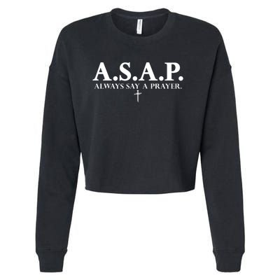 Asap Always Say A Prayer 3 Nails Cross Jesus Christ Christian Catholic Cropped Pullover Crew