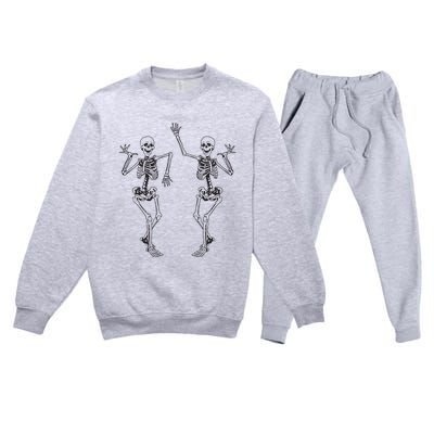 Alt Aesthetic Skeleton Dancing Dark Goth Halloween Skeletons Premium Crewneck Sweatsuit Set