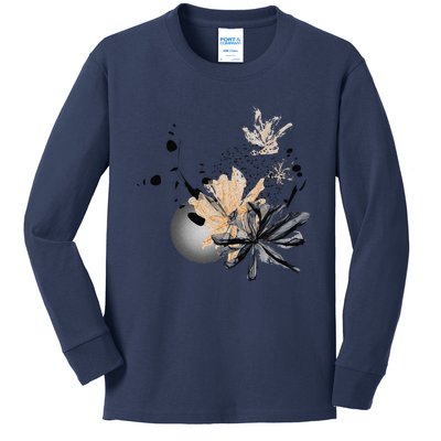 Artistic Abstract Smoky Back Floral Kids Long Sleeve Shirt