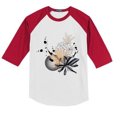 Artistic Abstract Smoky Back Floral Kids Colorblock Raglan Jersey