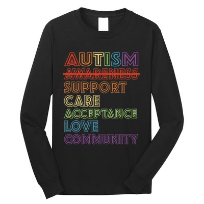 Autism Awareness Support Care Acceptance Accept Understand Long Sleeve Shirt