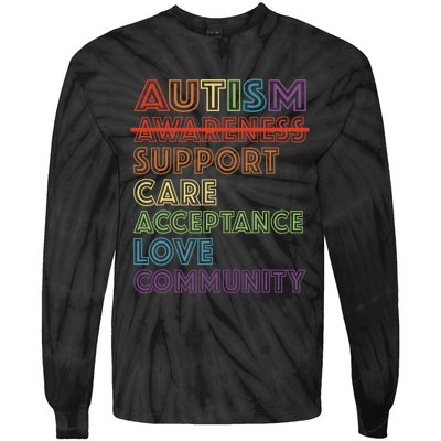 Autism Awareness Support Care Acceptance Accept Understand Tie-Dye Long Sleeve Shirt