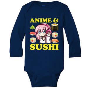 Anime And Sushi Funny Anime Kawaii Sushi Lover Gift Baby Long Sleeve Bodysuit