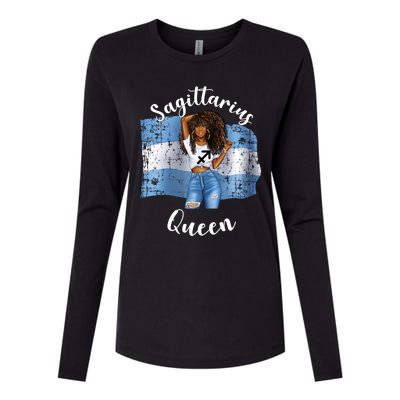 Afro Argentinian Sagittarius Queen Black Argentina Gift Womens Cotton Relaxed Long Sleeve T-Shirt