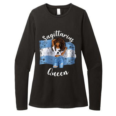 Afro Argentinian Sagittarius Queen Black Argentina Gift Womens CVC Long Sleeve Shirt