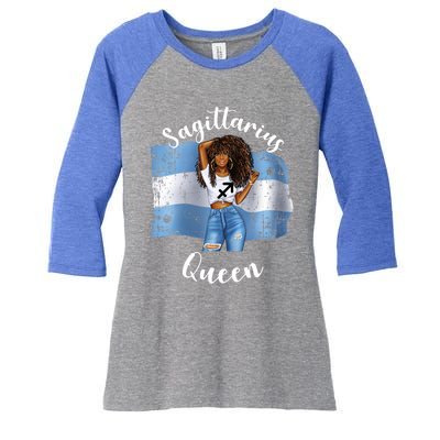 Afro Argentinian Sagittarius Queen Black Argentina Gift Women's Tri-Blend 3/4-Sleeve Raglan Shirt